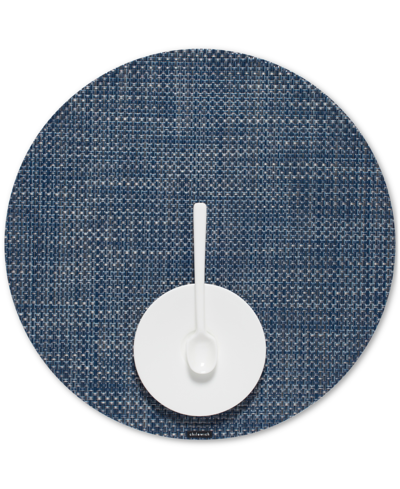 Shop Chilewich Basketweave Woven Vinyl Round Placemat In Blue