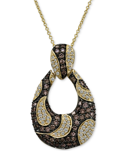 Shop Le Vian Chocolatier Diamond Loop 18" Pendant Necklace (1-1/2 Ct. T.w.) In 14k Gold