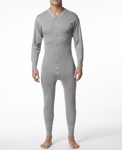 Shop Stanfield's Men's Cotton Long Sleeve Onesie Combination In Gray