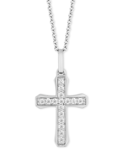 Shop Hallmark Diamonds Tokens By  Cross Blessings Pendant (1/4 Ct. T.w.) In Sterling Silver, 16" + 2" Exte