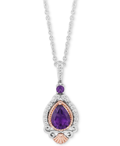 Shop Enchanted Disney Fine Jewelry Enchanted Disney Amethyst (1 Ct. T.w.) & Diamond (1/7 Ct. T.w.) Ariel Pendant Necklace In Sterling S In Purple