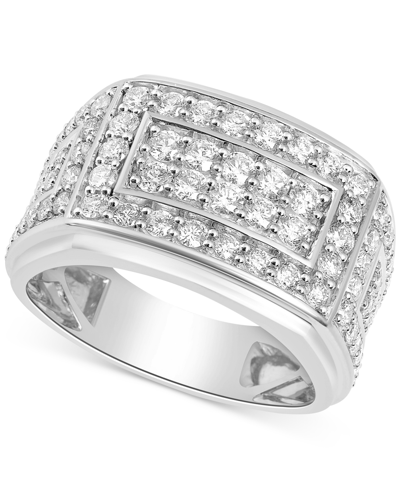 Shop Macy's Men's Diamond Cluster Ring (2 Ct. T.w.) In 10k Gold In White