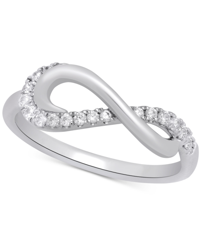 Shop Macy's Diamond Infinity Ring (1/5 Ct. T.w.) In Sterling Silver In White