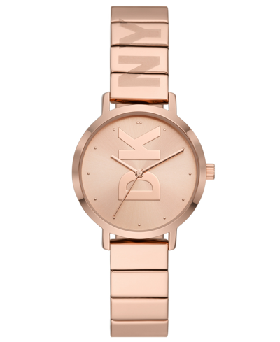 Shop Dkny 's Women's The Modernist Three-hand Rose Gold-tone Stainless Steel Bracelet Watch 32mm In Pink