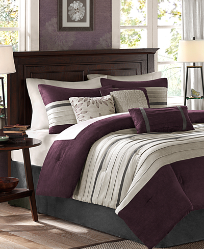 Madison Park Palmer Faux-suede7-pc. Comforter Set, Queen In Purple