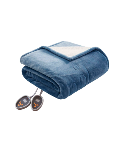 Shop Woolrich Electric Reversible Plush To Berber Blanket, King Bedding In Blue