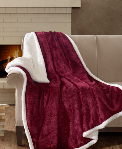 Shop Madison Park Elma Embossed Plush Throw, 60" X 70" In Red