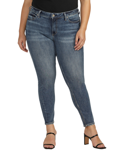 Shop Silver Jeans Co. Plus Size Suki Mid Rise Skinny Leg Jeans In Blue