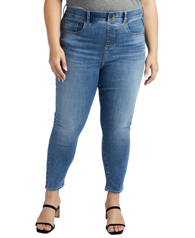Shop Jag Plus Size Valentina High Rise Skinny Crop Pull-on Jeans In Blue