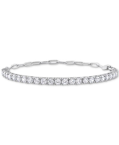 Shop Macy's Cubic Zirconia Curved Bar Bracelet In White