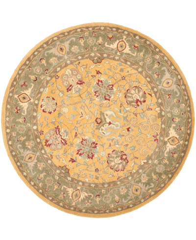 Shop Safavieh Antiquity At21 Gold 3'6" X 3'6" Round Area Rug In Yellow