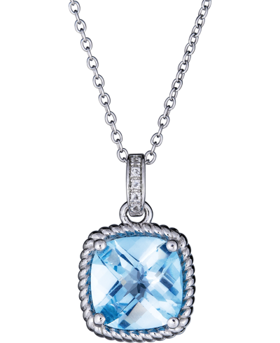 Shop Macy's Sky Blue Topaz (3-1/2 Ct. T.w.) & Diamond Accent 18" Pendant Necklace In Sterling Silver (also In Pi