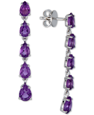 Shop Macy's Blue Topaz Drop Earrings (5-1/3 Ct. T.w.) In Sterling Silver (also In Amethyst, Citrine & Multi-gems In Purple