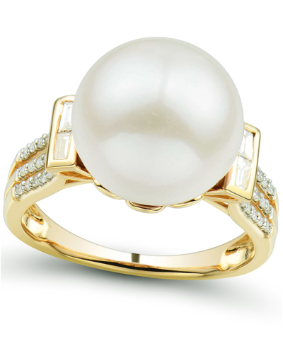 Shop Honora Cultured Ming Pearl (12mm) & Diamond (1/5 Ct. Tw.) Ring In 14k Gold