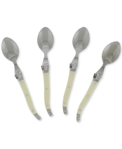 Shop French Home Laguiole Faux Ivory Coffee Spoons, Set Of 4 In Ivory/cream