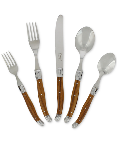 Shop French Home Laguiole 20-piece French Woodgrain Flatware Set, Service For 4 In Brown