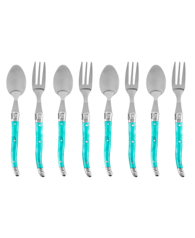 Shop French Home Laguiole Cocktail Or Dessert Spoons And Forks, Set Of 8 In Blue