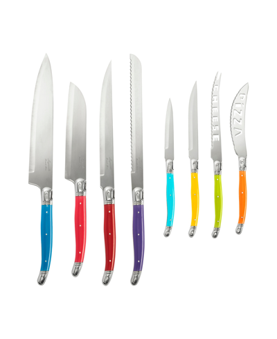 Shop French Home Laguiole Kitchen Knife With Wood Block, Set Of 8 In Multi