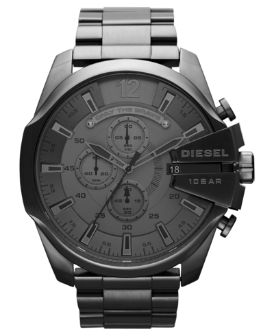 Shop Diesel Men's Chronograph Gunmetal Ion-plated Stainless Steel Bracelet Watch 51mm Dz4282 In Gray