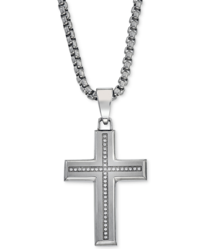 Shop Esquire Men's Jewelry Diamond Cross Pendant Necklace (1/6 Ct. T.w.) , Created For Macy's In White