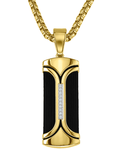 Shop Esquire Men's Jewelry Diamond Accent Dog Tag 22" Pendant Necklace, Created For Macy's In Gold