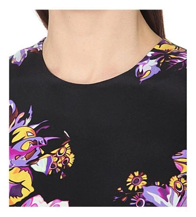 Shop Mary Katrantzou Floral-printed Silk Playsuit In Solar Rose Yellow Black