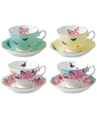 Shop Royal Albert Miranda Kerr For  Mixed Pattern Teacup & Saucer Service For 4 In Multi