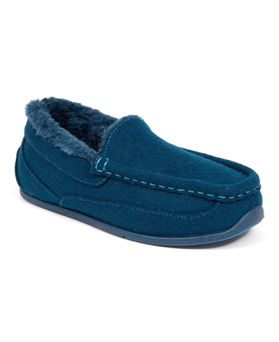 Shop Deer Stags Little Boys And Girls Slippersooz Lil Spun Indoor Outdoor S.u.p.r.o. Sock Cozy Moccasin Slippers In Blue