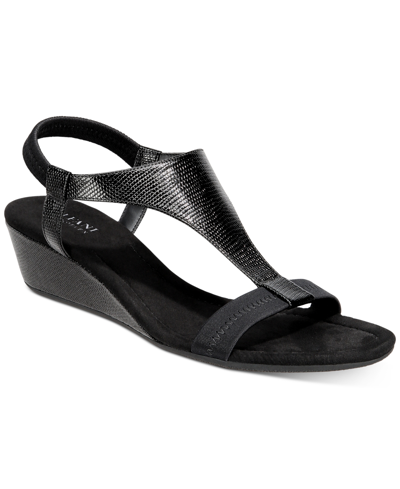 Shop Alfani Women's Step 'n Flex Vacanzaa Wedge Sandals, Created For Macy's Women's Shoes In Black