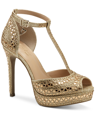 Shop Thalia Sodi Women's Chace Embellished Platform Pumps Women's Shoes In Tan/beige