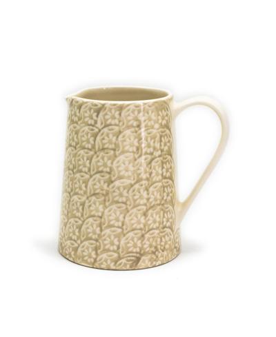 Shop Euro Ceramica Chloe Beige Floral 2 Liter Accent Pitcher In Tan/beige