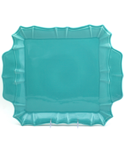 Shop Euro Ceramica Chloe Turquoise Square Platter With Handles In Blue