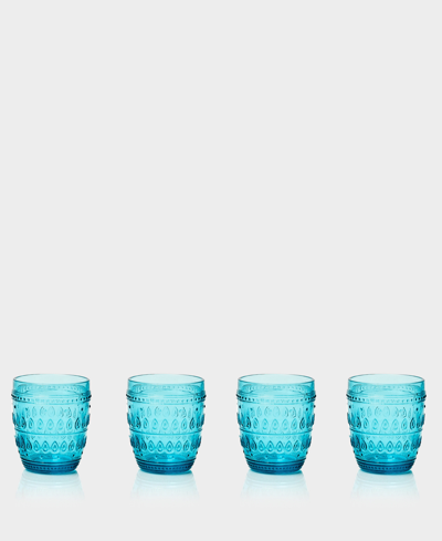 Shop Euro Ceramica Fez Double Old Fashion Glasses, Set Of 4 In Blue