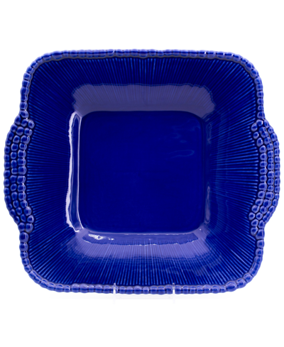 Shop Euro Ceramica Sarar Cobalt Square Platter With Handles In Blue