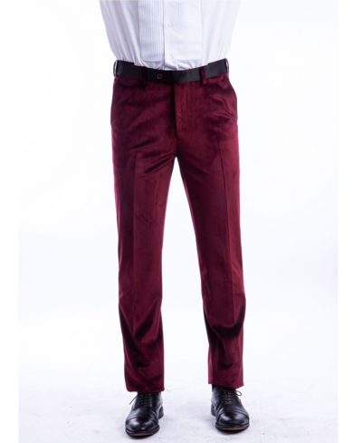 Shop Bryan Michaels Men's Skinny Modern Fit Velvet Tuxedo Dress Pants In Red