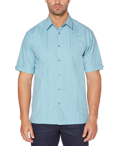 Shop Cubavera Men's Big & Tall Pintuck Embroidered Chambray Shirt In Blue