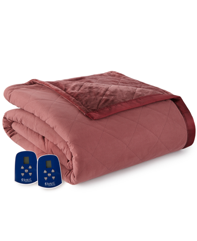 Shop Shavel Micro Flannel To Ultra Velvet Queen Camel Electric Comforter/blanket Bedding In Red