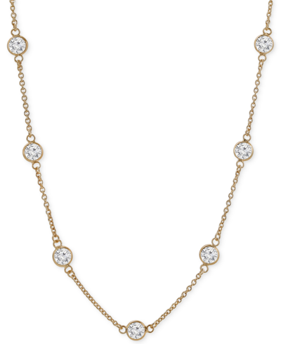 Shop Giani Bernini Cubic Zirconia Bezel-set Necklace In 18k Gold-plated Sterling Silver & Sterling Silver, 16" + 2" Ext