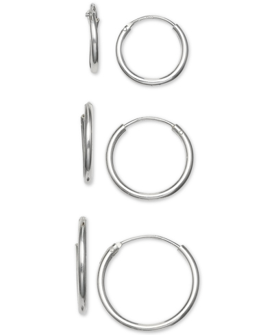 Shop Giani Bernini 3-pc. Set Small Endless Hoop Earrings In Sterling Silver, Created For Macy's