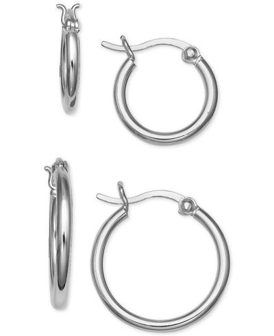 Shop Giani Bernini 2-pc. Set Small Hoop Earrings In Sterling Silver, Created For Macy's
