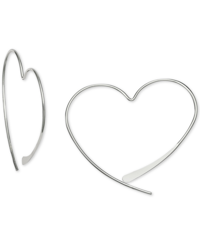 Shop Giani Bernini Wire Heart Threader Earrings In Sterling Silver, Created For Macy's