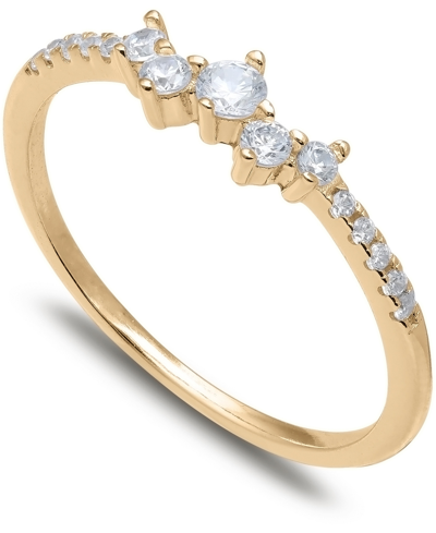 Shop Giani Bernini Cubic Zirconia Scattered Band In 18k Gold-plated Sterling Silver, Created For Macy's