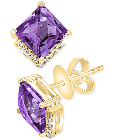 Shop Lali Jewels Amethyst (2-7/8 Ct. T.w.) & Diamond (1/20 Ct. T.w.) Stud Earrings In 14k Gold (also Available In Cit In Purple