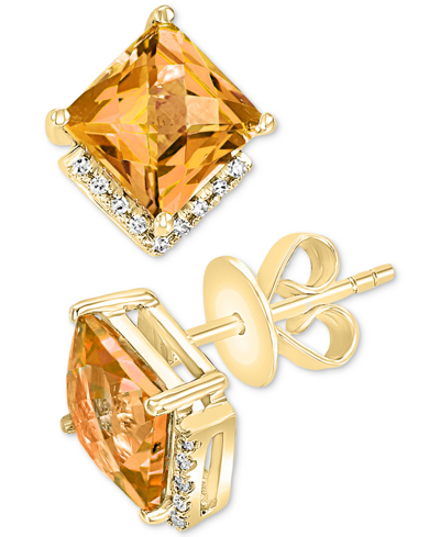 Shop Lali Jewels Amethyst (2-7/8 Ct. T.w.) & Diamond (1/20 Ct. T.w.) Stud Earrings In 14k Gold (also Available In Cit In Orange