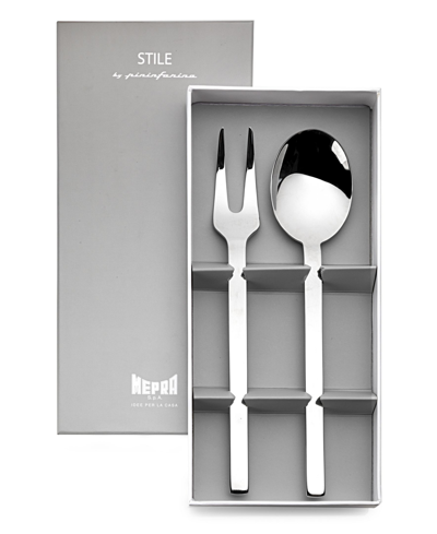 Shop Mepra Gift Box Serving Stile Flatware Set, Set Of 2 In Silver