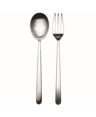 Shop Mepra Serving Fork And Spoon Linea Cutlery, Set Of 2 In Silver
