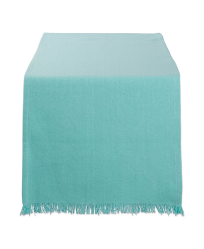 Shop Design Imports Solid Heavyweight Fringed Table Runner In Blue