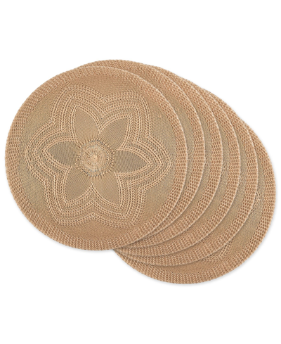 Shop Design Imports Design Import Floral Woven Round Placemat, Set Of 6 In Tan/beige