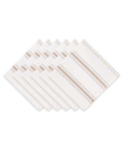 Shop Design Imports Design Import Zig Dobby Stripe Napkin, Set Of 6 In Tan/beige