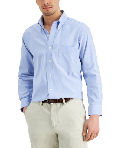 Shop Club Room Men's Regular Fit Cotton Oxford Dress Shirt, Created For Macy's In Blue
